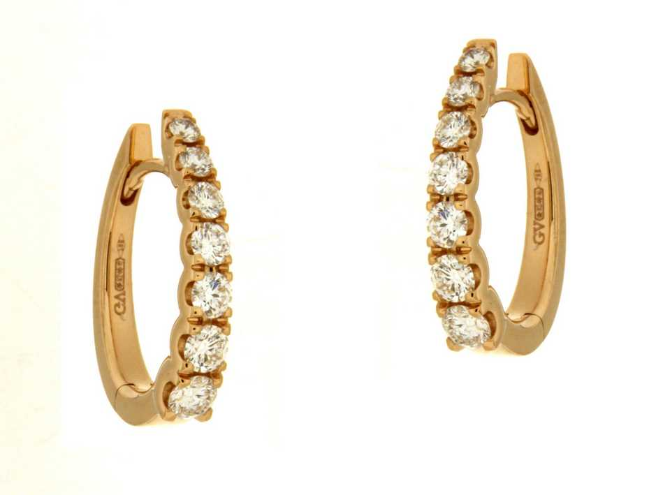 Prachtige ros&eacute;gouden oorringen(ovaal) met diamanten 1.07ct