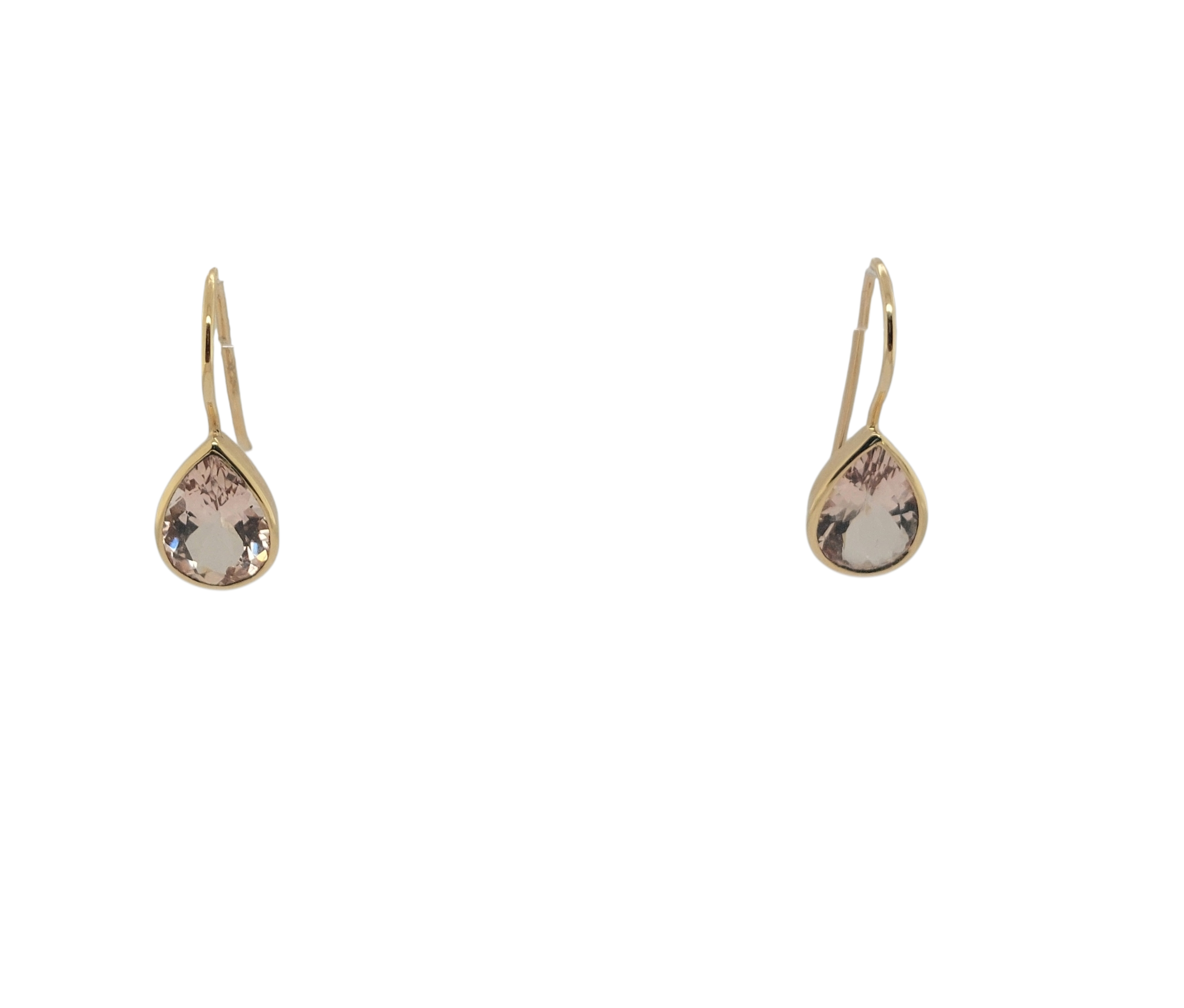 Geelgouden oorhangers met morganiet