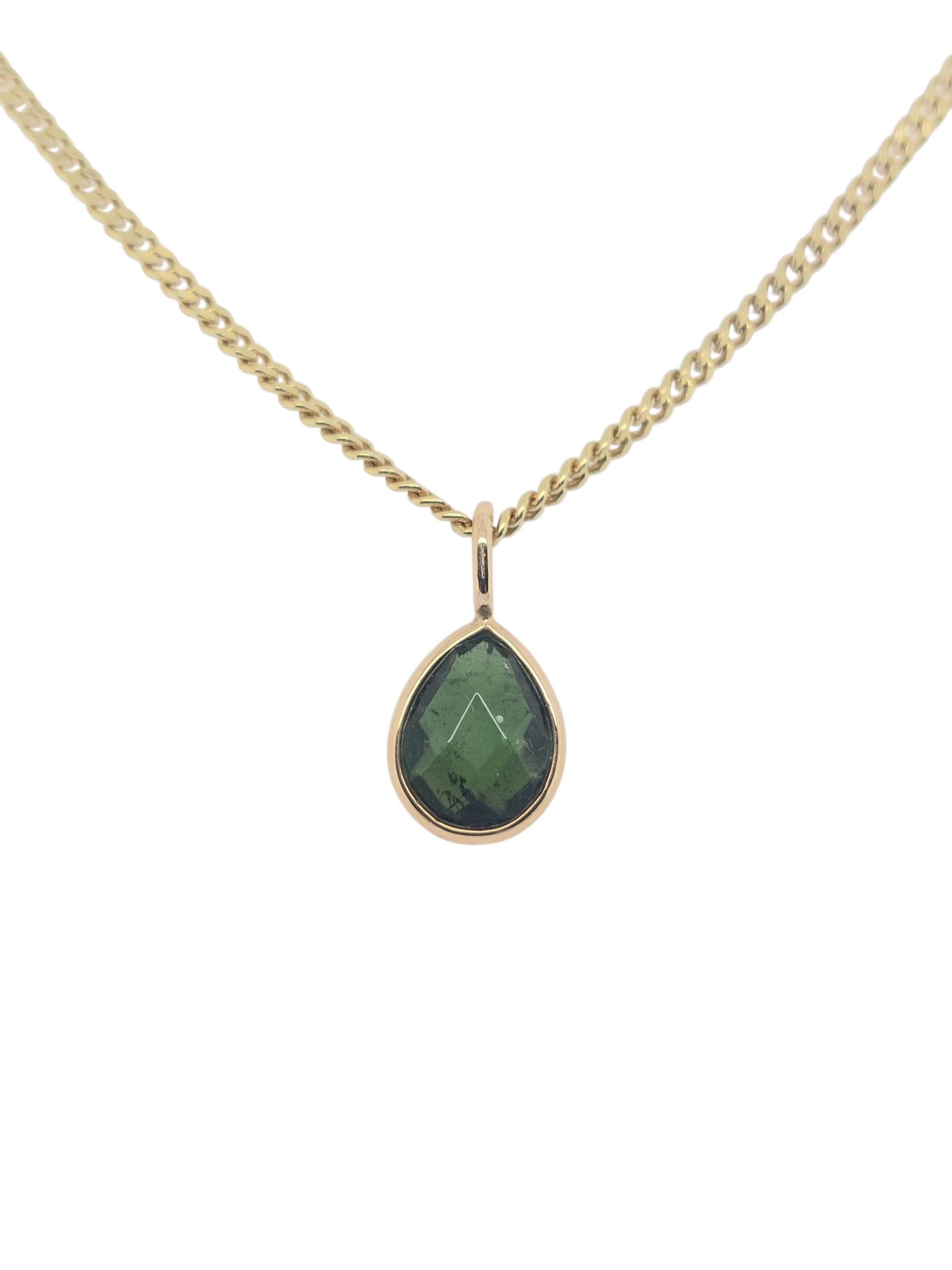 Geelgouden hanger met groene toermalijn