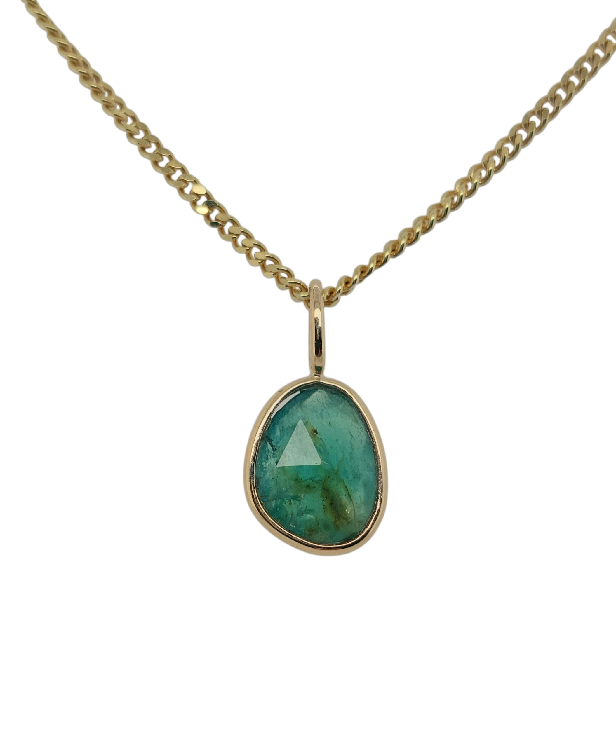 Geelgouden hanger met smaragd