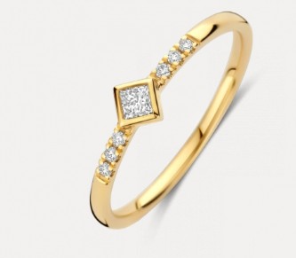 Geelgouden ring van Briljant model Malaga met diamant 0.13ct H SI