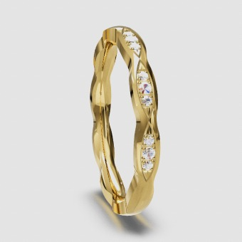 14kt gouden ring met 9 briljanten totaal 0.06ct