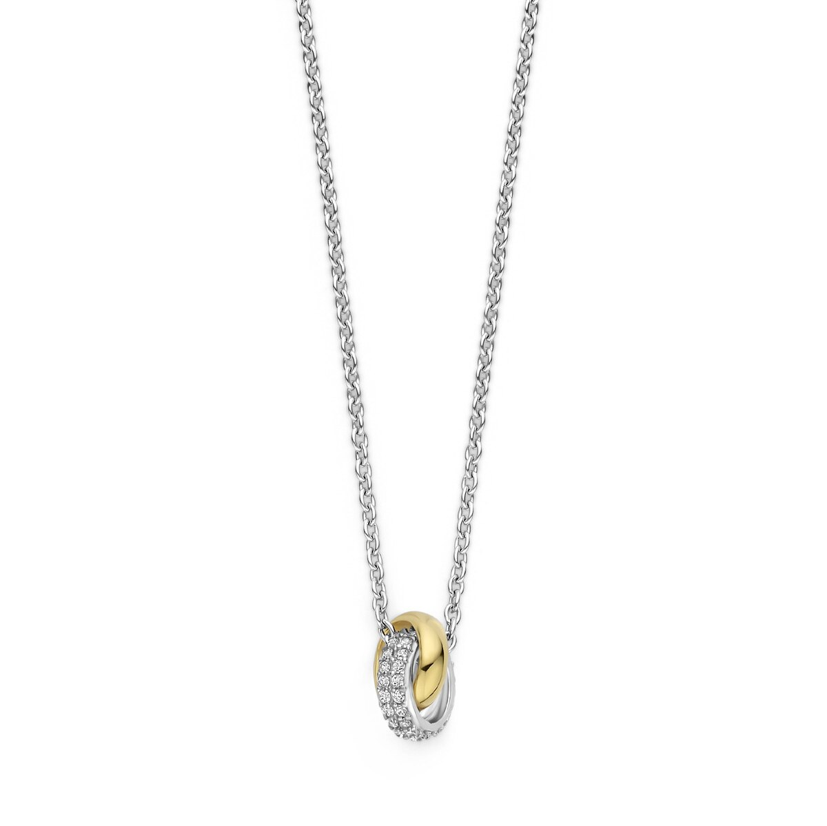 De MOMENTS zilveren collier met cirkelhanger is verguld met zirconia en heeft een lengte van 42 - 45 cm. Dit stijlvolle jasseron-ketting is een perfecte aanvulling op elke outfit. Draag het solo voor een verfijnde look of in laagjes met andere kettingen voor een trendy uitstraling. Perfect voor elke gelegenheid.