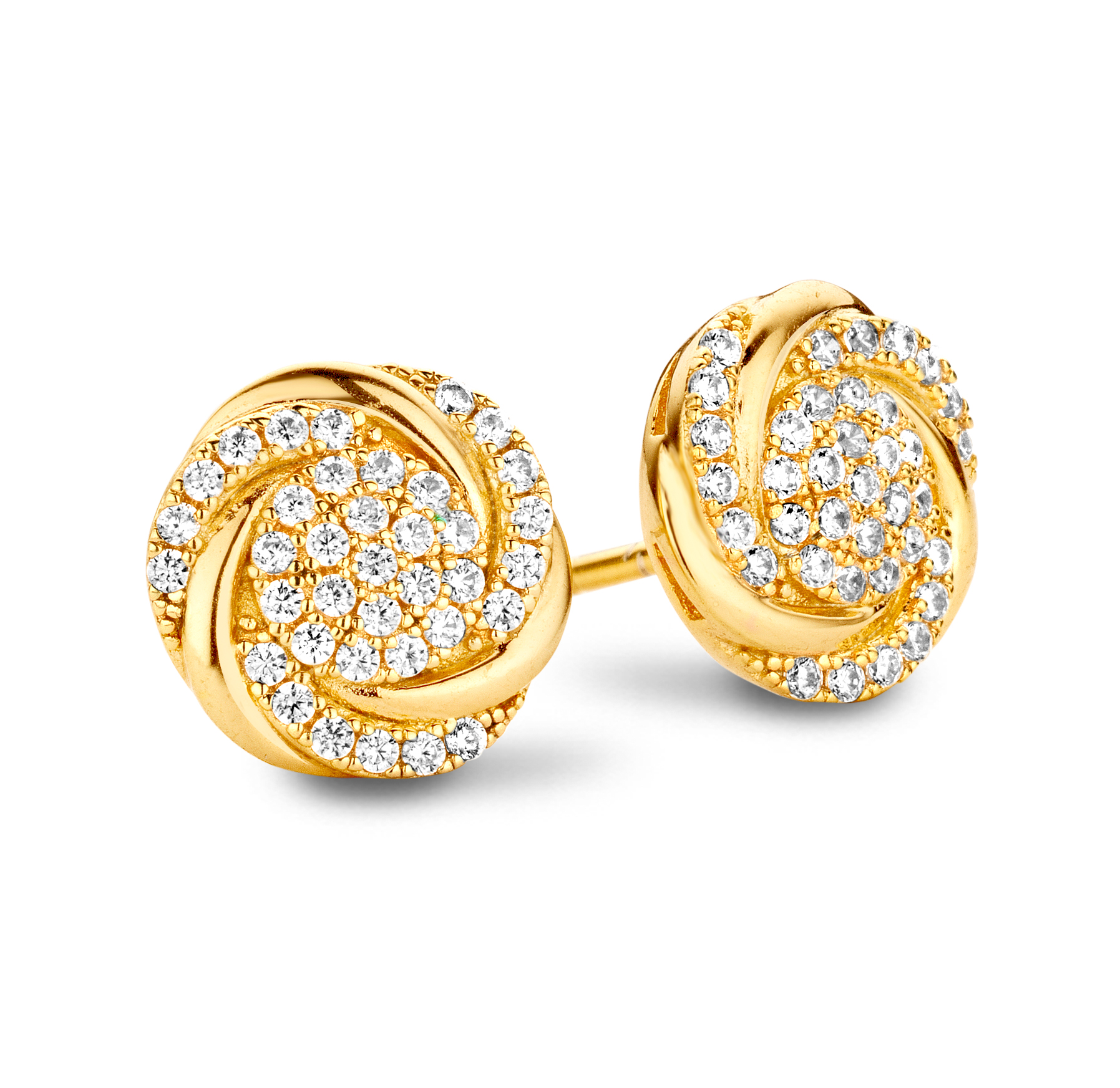 Oorringen in verguld 18 k met zirconia