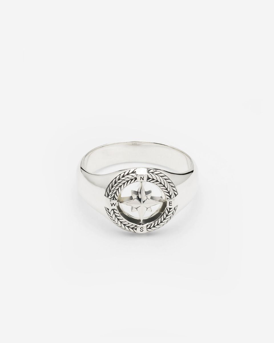 Signet Ring Compass Silver