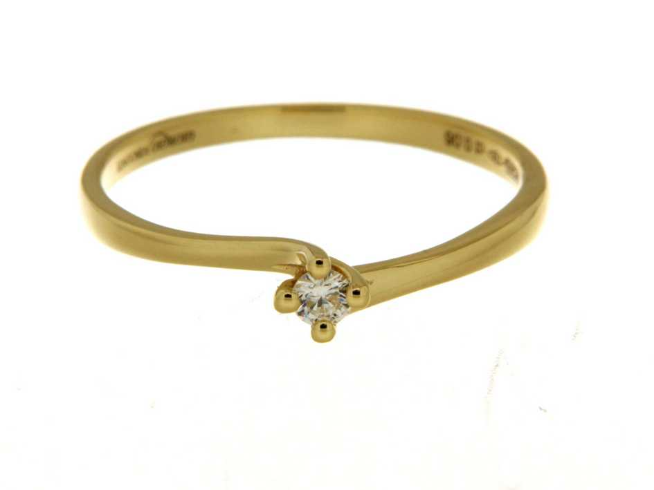 Elegante geelgouden ring met diamant 0.05ct