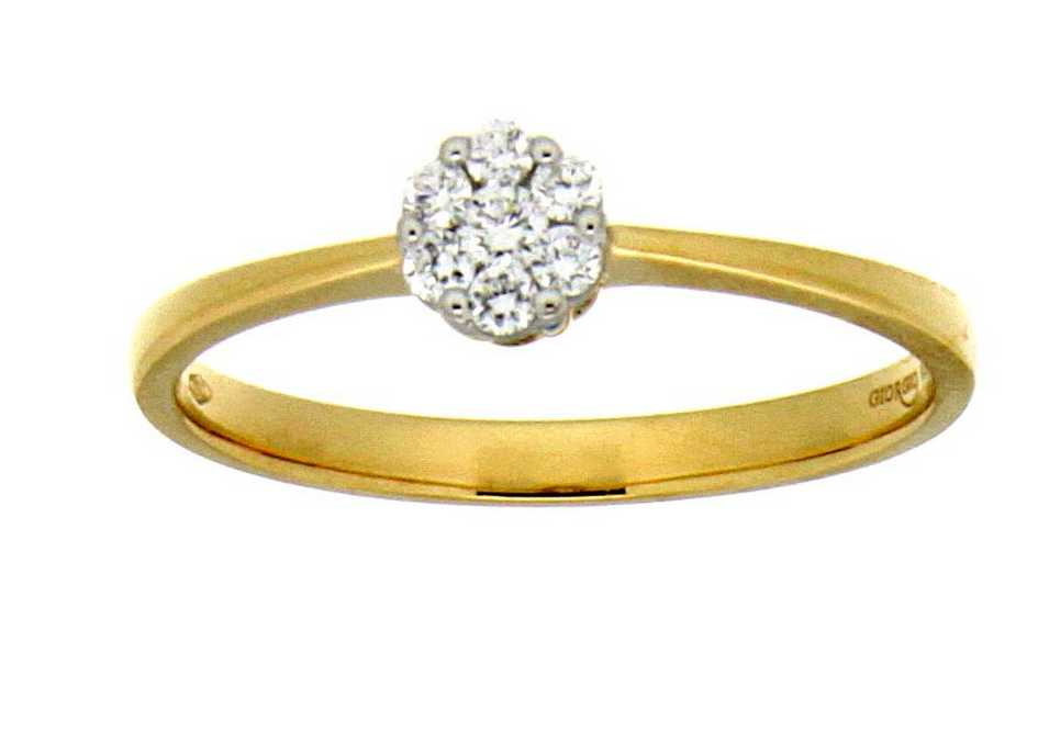 Elegante geelgouden ring 18Kt met diamanten in flowershape 0.37ct