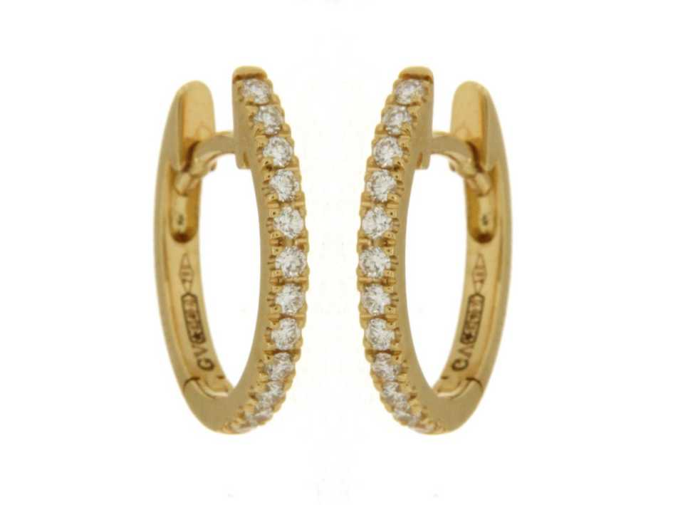 Elegante ovalen geelgouden oorringen met diamanten 0.18ct.