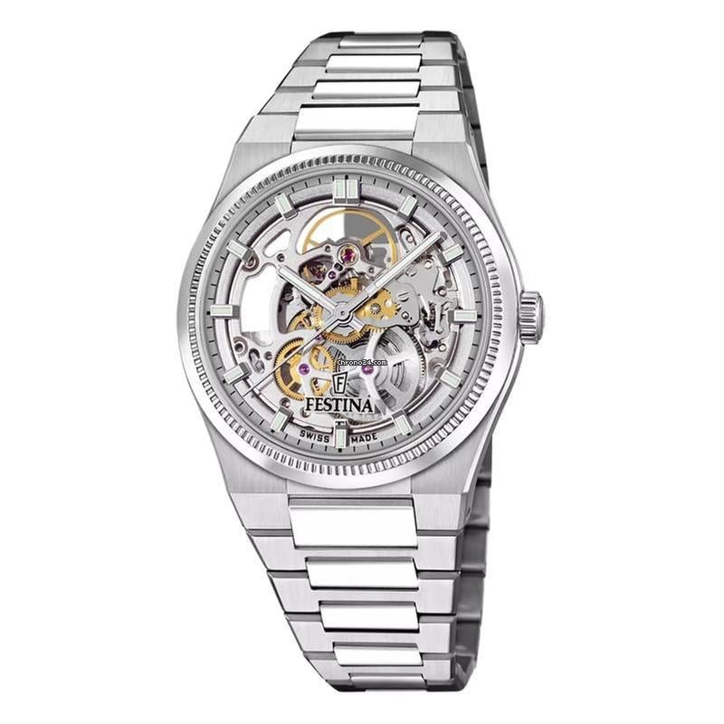 De Festina Swiss Made Automatic F20069/1 is een elegante horloge met een zilverkleurige roestvrijstalen kast en saffierglas. Het heeft een tonvormig ontwerp met analoge wijzerplaat en automatische beweging. Waterbestendig tot 10 ATM, nikkelvrij en anti-allergeen. Perfect voor elke gelegenheid en het beste te dragen met zowel formele als casual outfits.