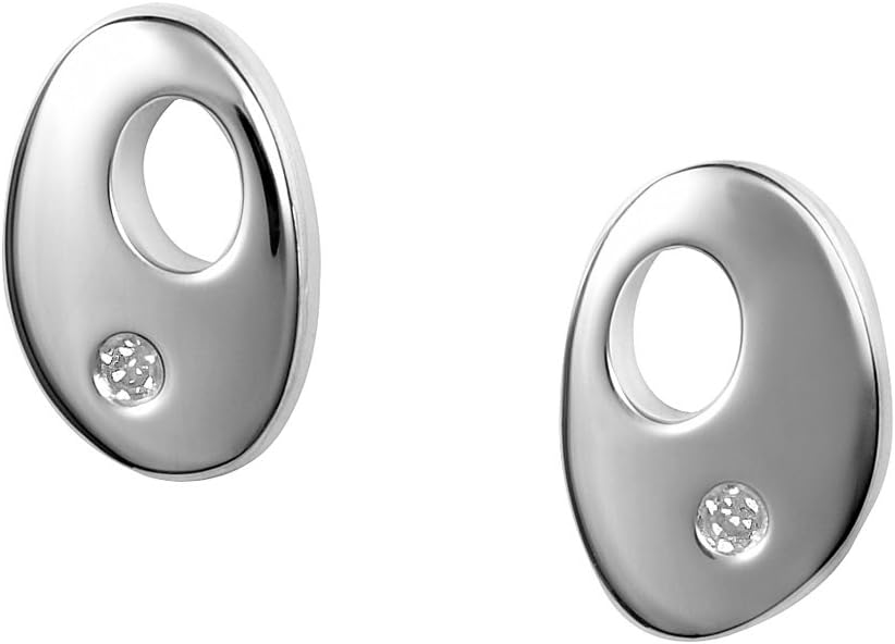 Hot Diamonds zilveren ovale oorknoppen met diamant