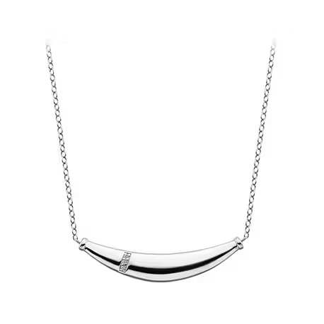 Zilveren ketting met hanger met 3 diamantjes
Zilveren collier 'Belle Grace' bezet met 3 diamantjes, Hot Diamonds Engeland in luxe geschenkverpakking. Strak elegant collier met een middenstuk in de vorm van een halve maan bezet met 3 diamantjes.

Het 1e gehalte zilveren collier kan gedragen worden op 40 en 45 cm, het ornament is 4,5 cm lang x 6 mm.

DN110 Hot Diamonds collier Belle Grace