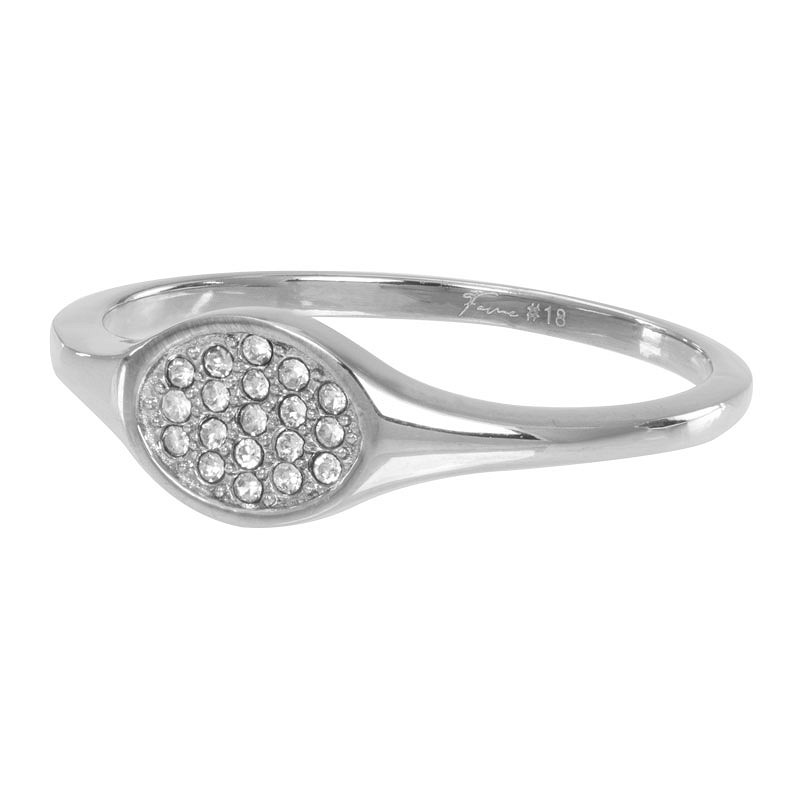De iXXXi ring Fame Stella is een 2mm brede single ring gemaakt van stainless steel. De ring bestaat uit een glad design met zegel op de voorzijde die is ingelegd met kleine zilveren zirconia steentjes.