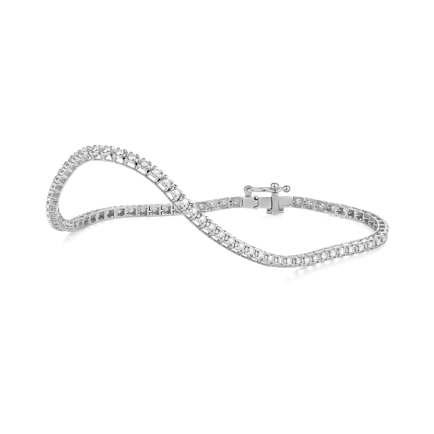 FACET - 14kt witgouden tennisarmband bezet met briljant geslepen diamanten - B7101101wg