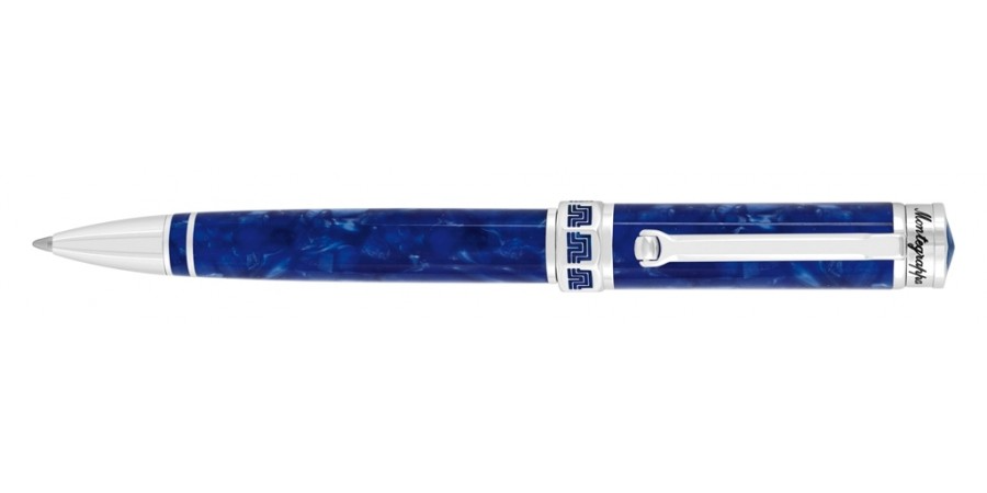 Een Montegrappa pen model Espressione in gemarmerde kleur blauw/paars