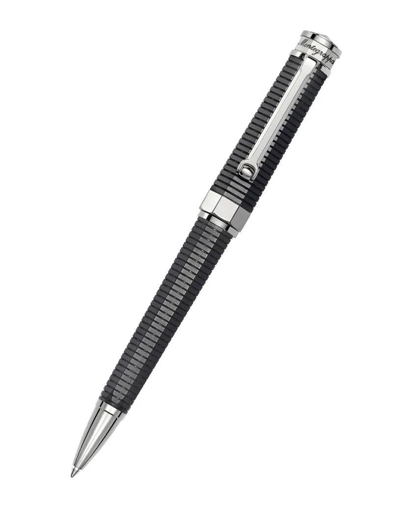 een Montegrappa NeroUno Linea Chrome Trim Ballpoint Pen zwarte kleur