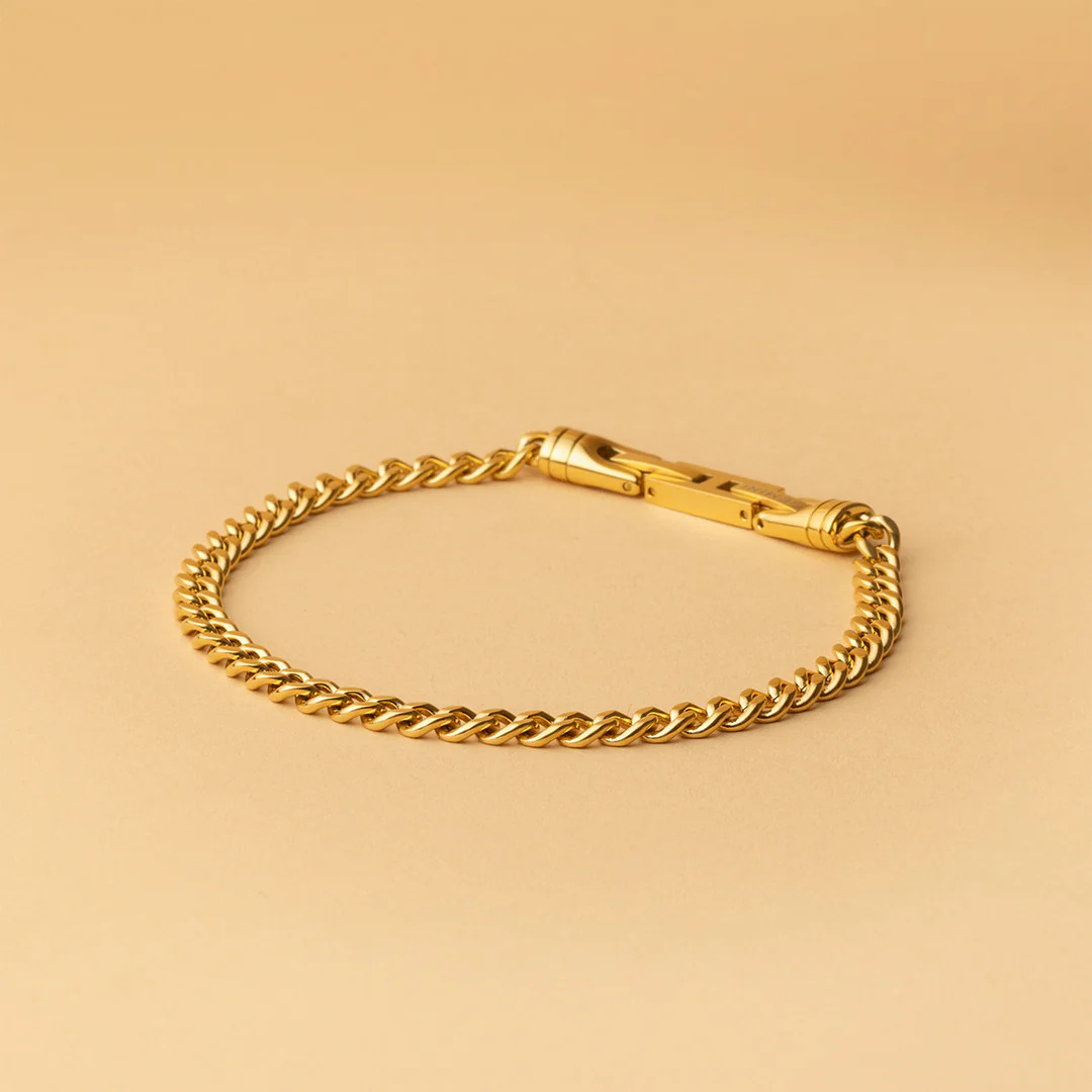 Omnis Gold XS-S (5mm cuban) armband van het merk Gemini.
De lengte is 20-21 cm (M-L).