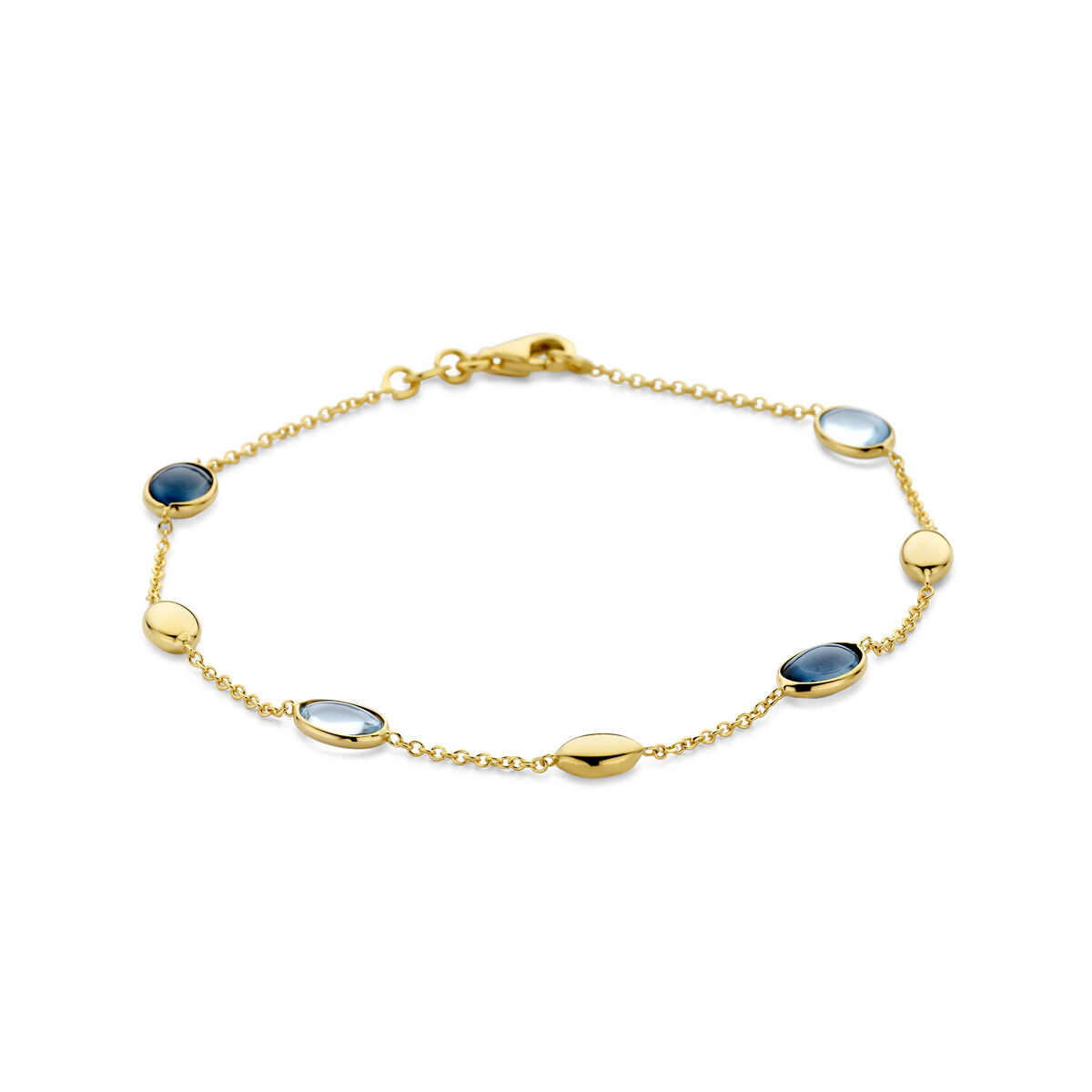 THOJ | 14krt gouden armband met blauw topaas