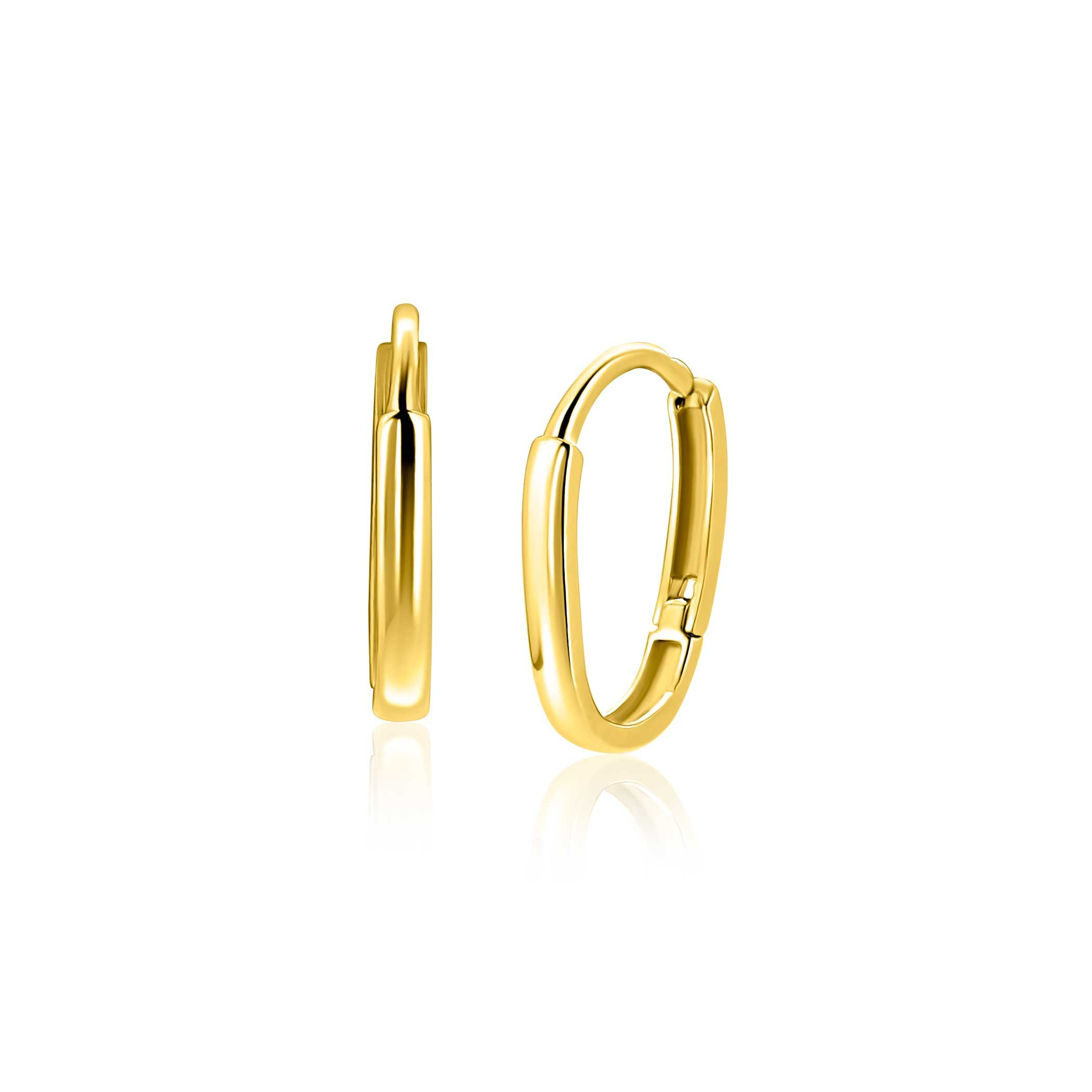 13mm ZINZI Gold 14 krt gouden oorringen ovaal model met luxe klapsluiting 13mm x 1,9mm ZGO565