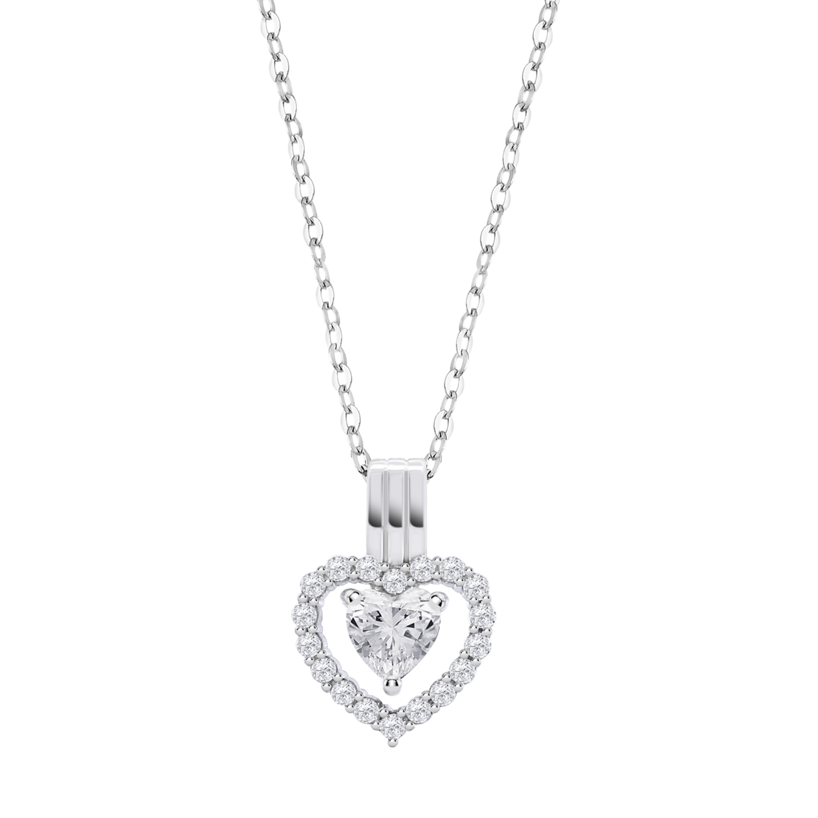 Zilveren ketting met hart en zirconium steentjes lp3555-1/1