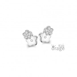Oorringen zilver bloem  met zirconia