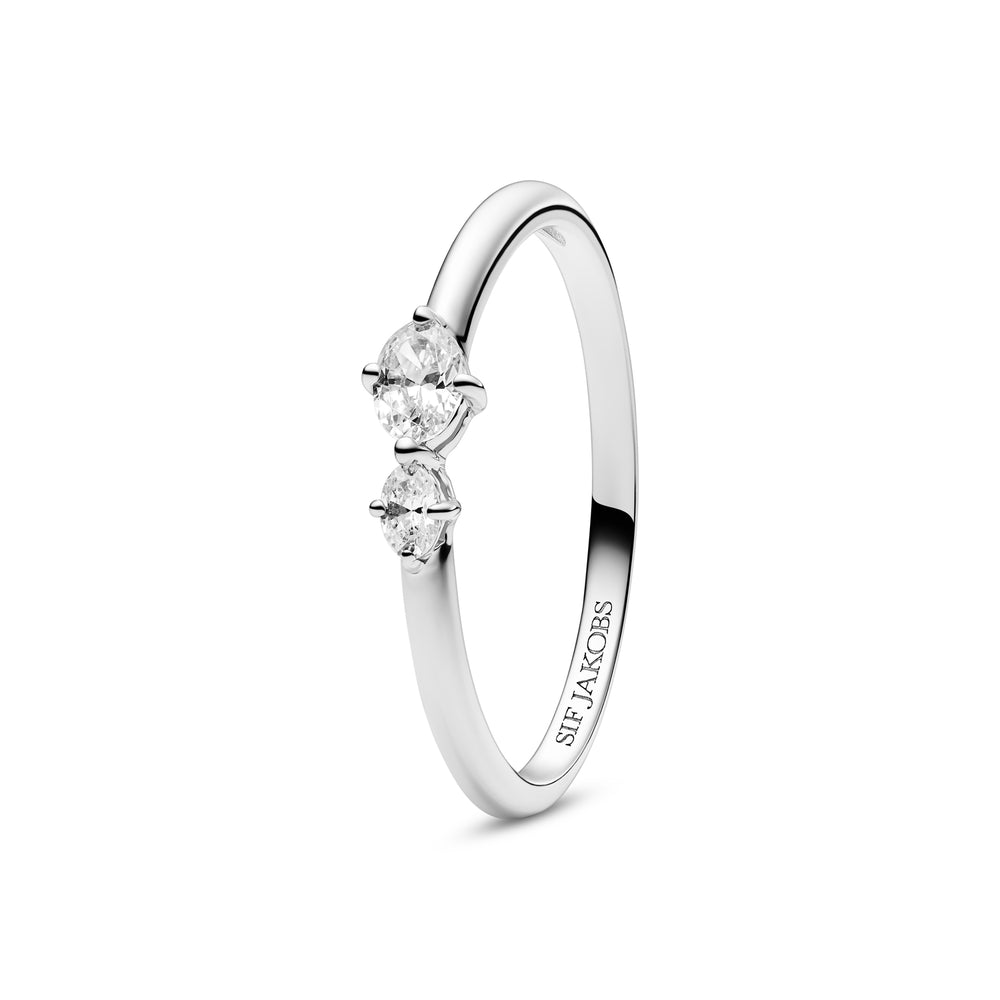 Sif Jakobs Essenza Ovale Due ring zilver met zirkonia | RING SJ-R2745-CZ-54