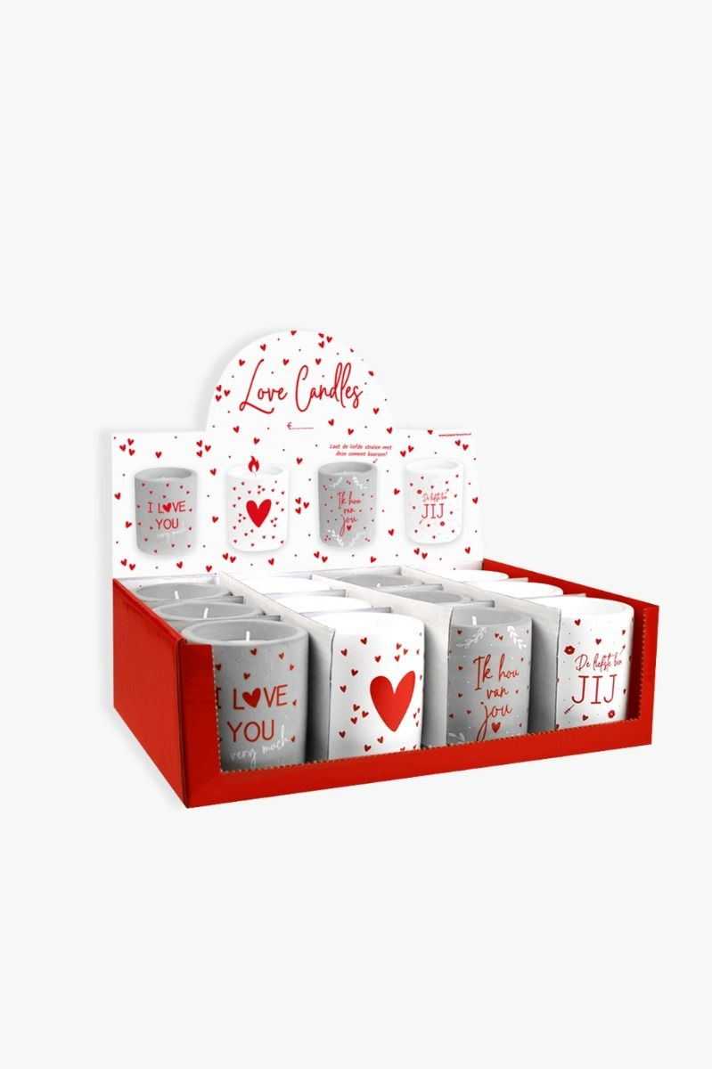 Cement candles die in het teken staan van de liefde. Het perfecte Valentijnscadeau!