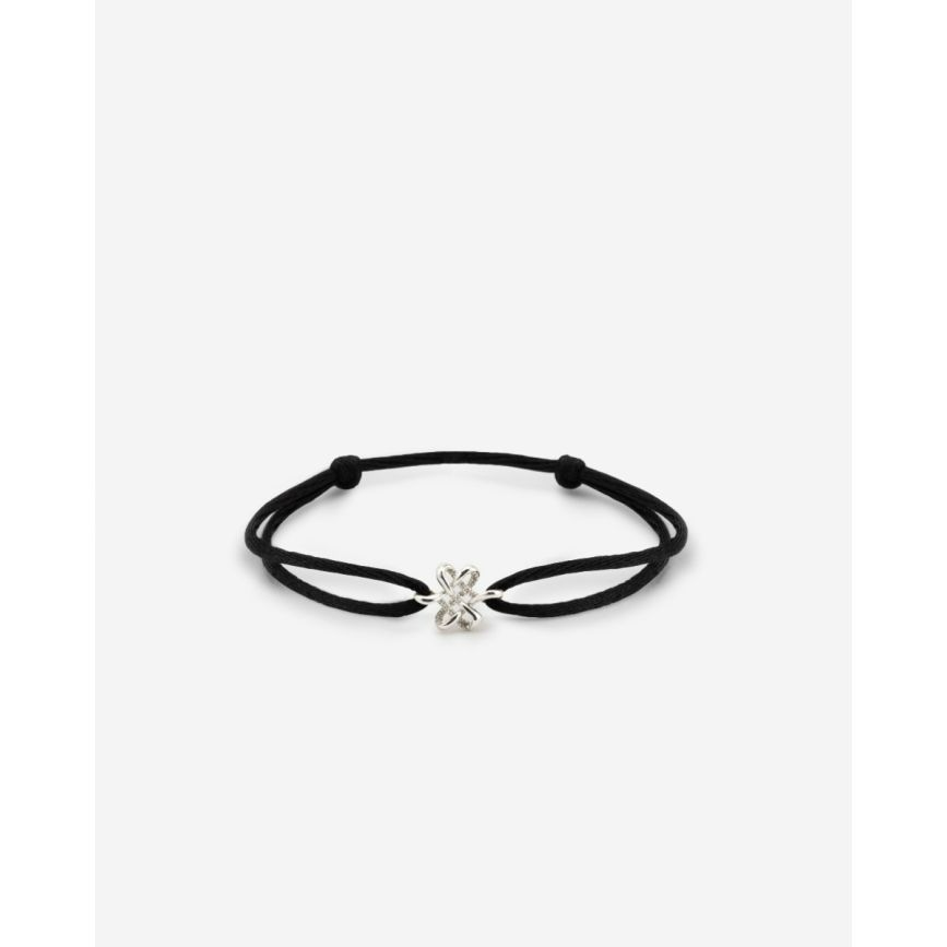 Endless Knot Cord Bracelet Silver Black