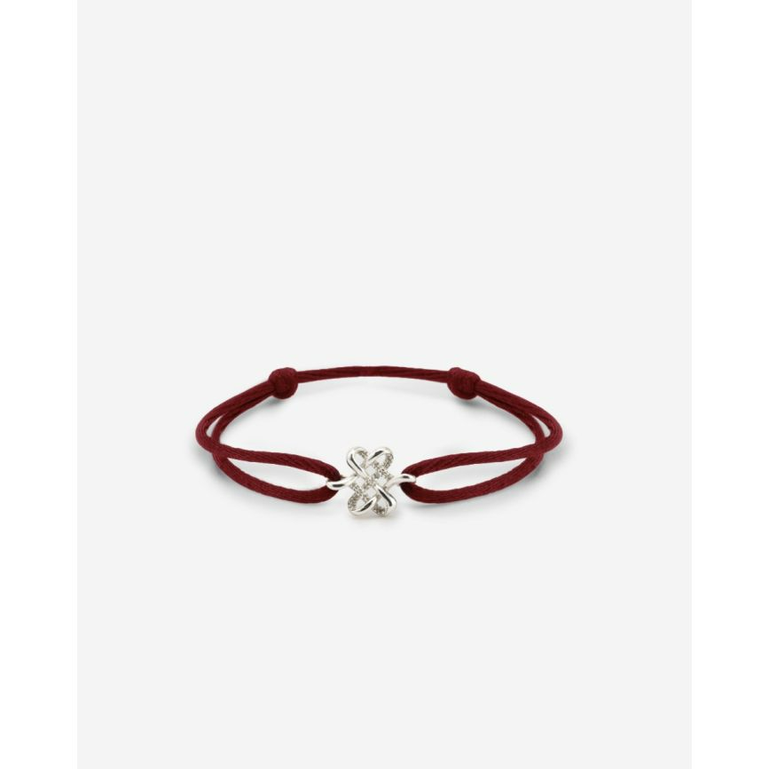 Endless Knot Cord Bracelet Silver Red