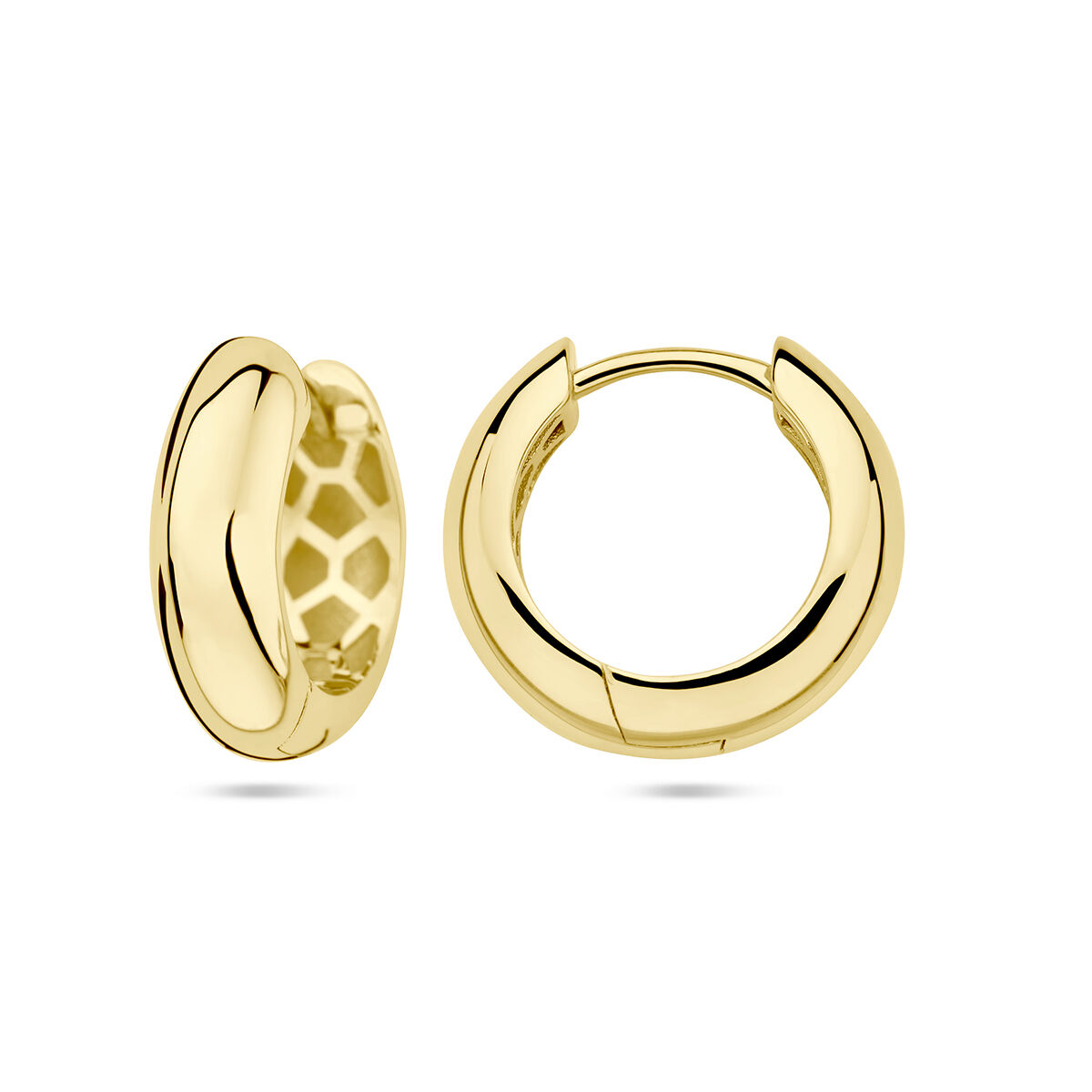 14k Geelgouden klapoorringen. De oorringen hebben een diameter van 15.5mm.
4029001