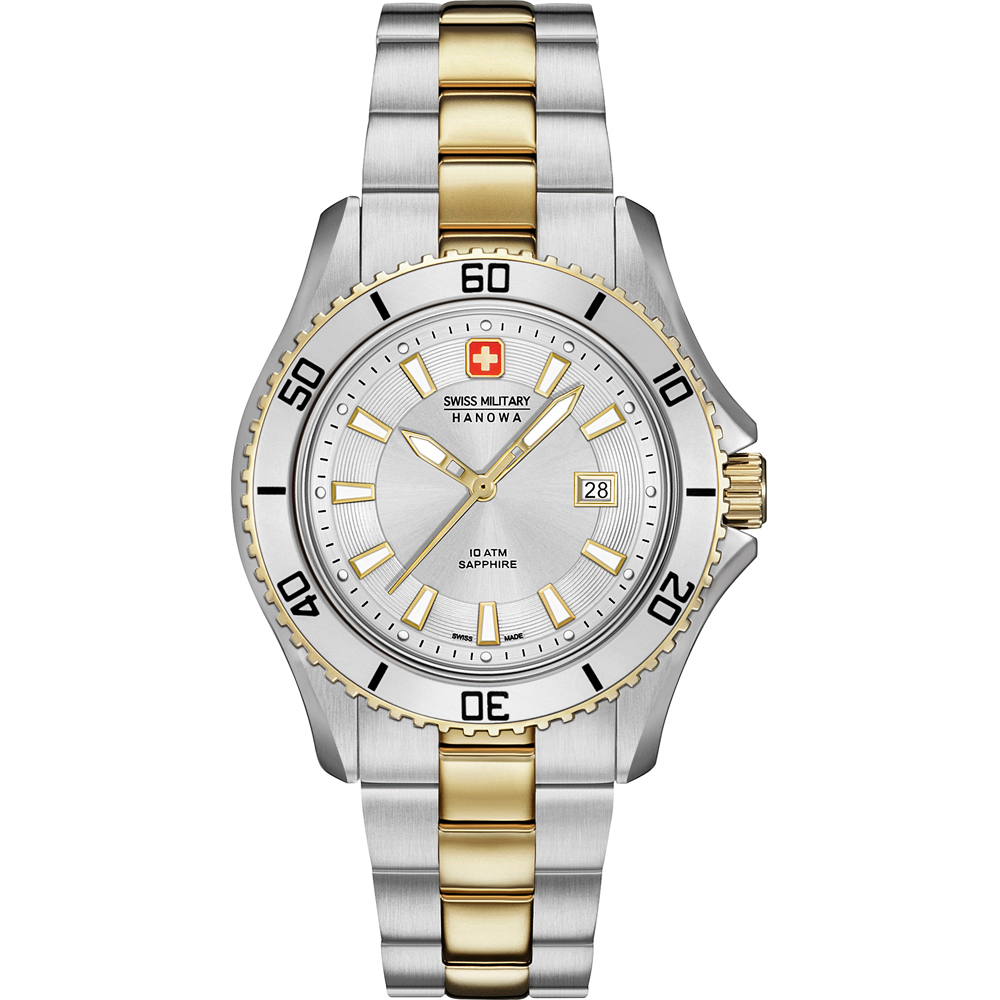 Swiss Military dames horloge bicolor. Chronograaf, saffier glas 
