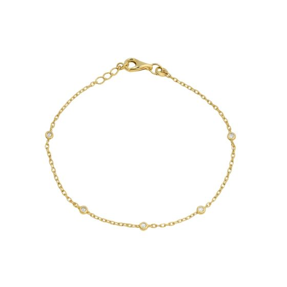 zilveren Karma armband, FIORA Zirconia Dots Goldplated