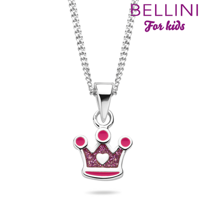 Zilveren collier van bellini met kroonhanger