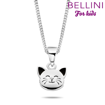 Zilveren kindercollier van bellini met poezen bedel