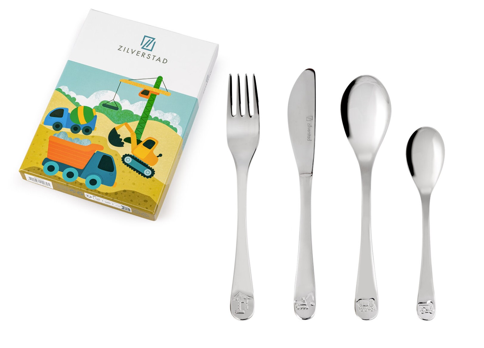 kinderbestek, bouwvoertuigen 4delig