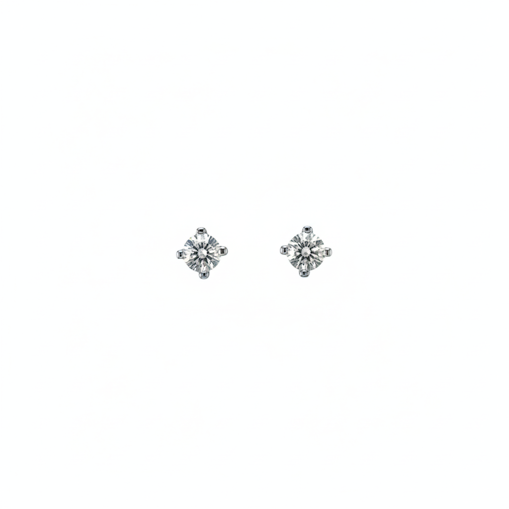 Solitair oorbellen wit goud 18 karaat 0.20ct briljant