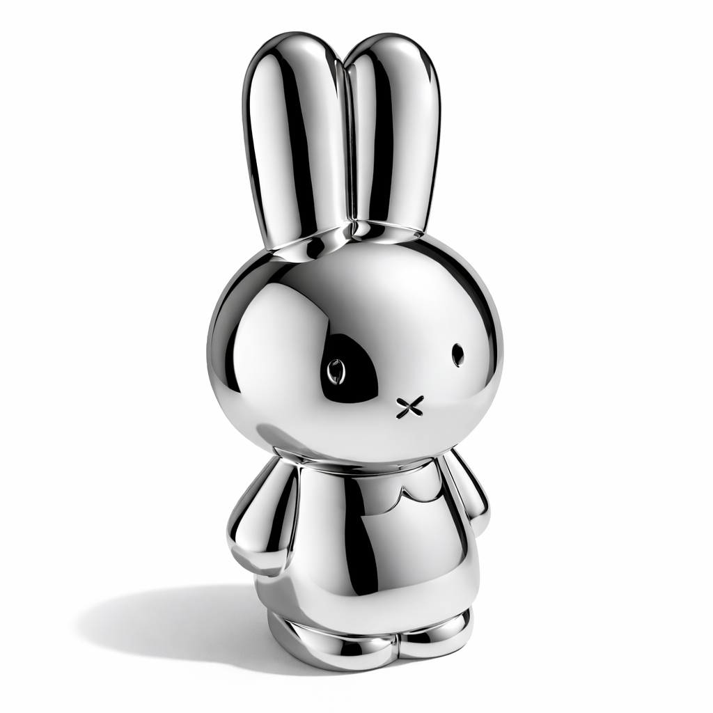 Extra grote verzilverde spaarpot van Nijntje (ca. 8,3 &times; 9,5 &times; 18 cm) van Zilverstad. Verkrijgbaar bij Juwelier Schouten &ndash; Middenwaard, Heerhugowaard. Een bijzonder en blijvend cadeau voor kraam, doop of verjaardag.