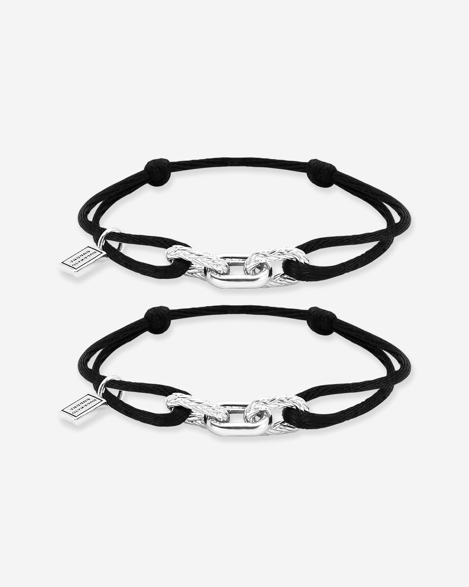 Katja Cord Bracelet Silver Black Set