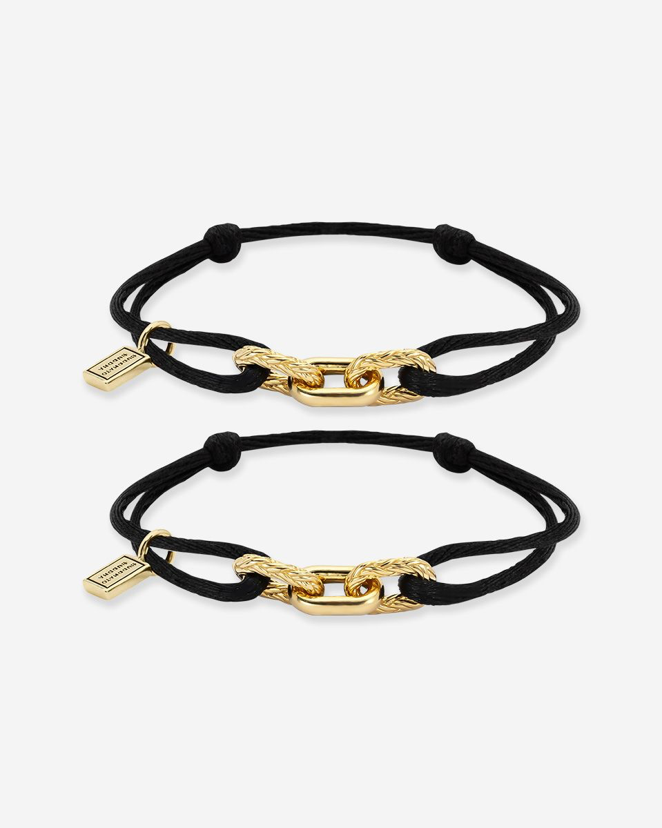 Katja Cord Bracelet Gold Vermeil Black Set
