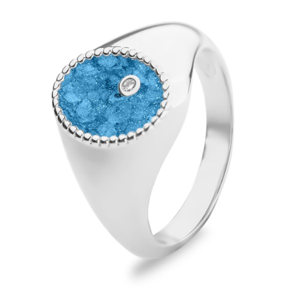 zilveren See You ring, ovaal+ diamant mt58