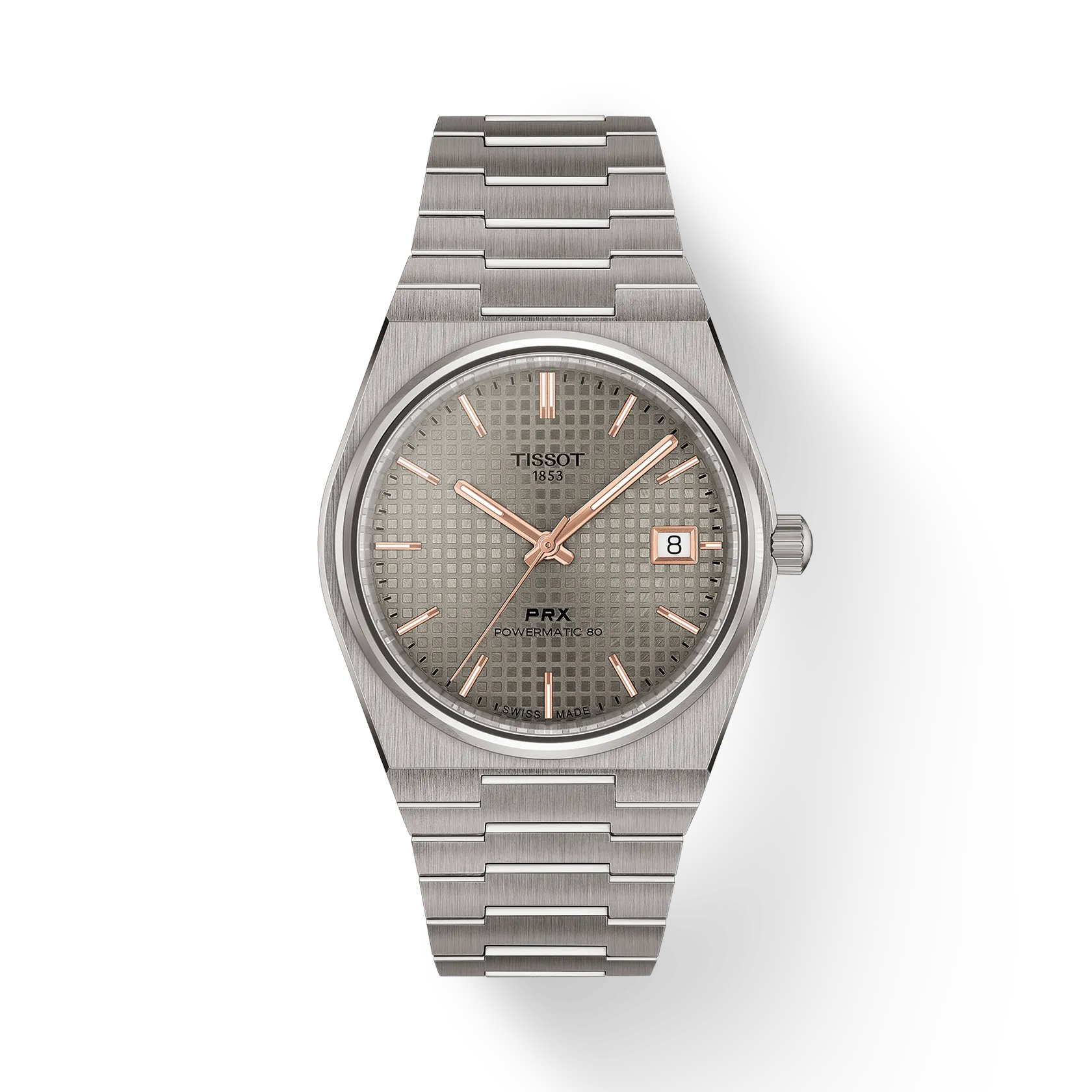 De Tissot PRX Powermatic 80 Titanium 38 mm &ndash; referentie T1378074406100 &ndash; is een verfijnd en lichtgewicht automatic-horloge dat Zwitsers erfgoed moeiteloos combineert met eigentijds design. Het horloge heeft een 38 mm titanium kast en band die niet alleen uitzonderlijk sterk en hypoallergeen zijn, maar ook een comfortabele, bijna gewichtloze draagervaring bieden. Het Zwitserse Powermatic 80 automatisch uurwerk biedt een indrukwekkende gangreserve van tot 80 uur, zodat je horloge zelfs meerdere dagen blijft lopen zonder te dragen. De antracietkleurige wijzerplaat met datumvenster en krasbestendig saffierglas zorgt voor optimale leesbaarheid en een stijlvolle, tijdloze look. Met een waterdichtheid tot 100 m is dit model zowel elegant als praktisch voor dagelijks gebruik en actieve levensstijlen.