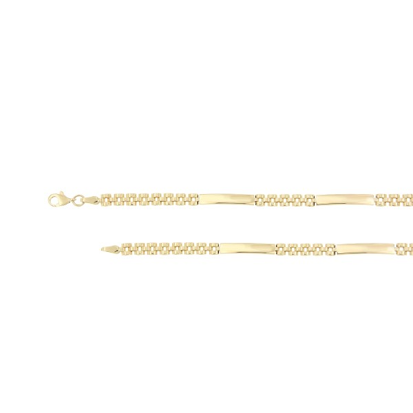 14 karaats gouden panter schakel armband met 3 x plaatje er tussen 