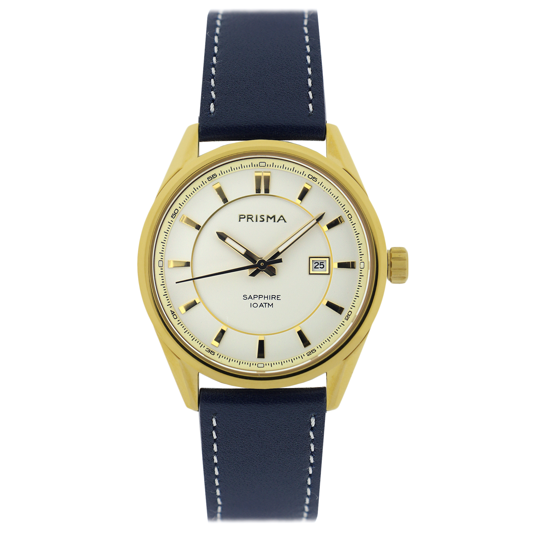 Prisma horloge P2059 heren edelstaal saffierglas 10 ATM

Algemeen
Geslacht: heren
Model: P.2059

Voordelen
- Echt lederen band met goudkleurige gesp
- quartz
- wijzerplaat roomwit kleur met goudkleurige streepjes
- boven gem. waterdicht: zwemmen/duiken
- glas is zeer krasvast
- ook voor brede pols (max. 235 mm)
- datum
- quartz uurwerk
- maat kast 39,5mm (breedte) 9,6mm (dikte)

