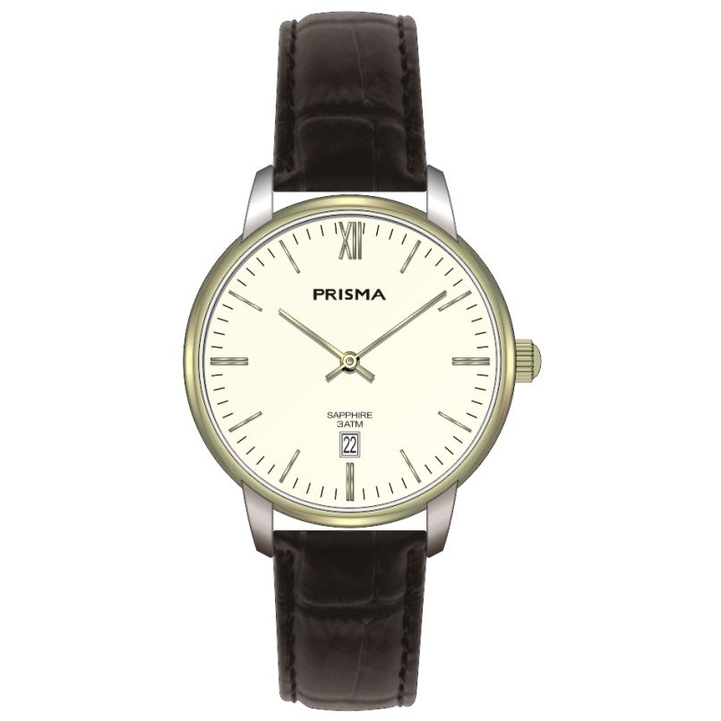 Prisma horloge P2381  Penina Gold heren edelstaal saffierglas 3 ATM

Algemeen
Geslacht: heren
Model: P.2381

Voordelen
- echt lederen band met goudkleurige gesp
- rond model
- wijzerplaat wit met goudkleurige index
- waterdicht all-weather- glas is zeer krasvast
- quartz uurwerk
- maat kast 37 mm (breedte) 6,5mm (dikte)

