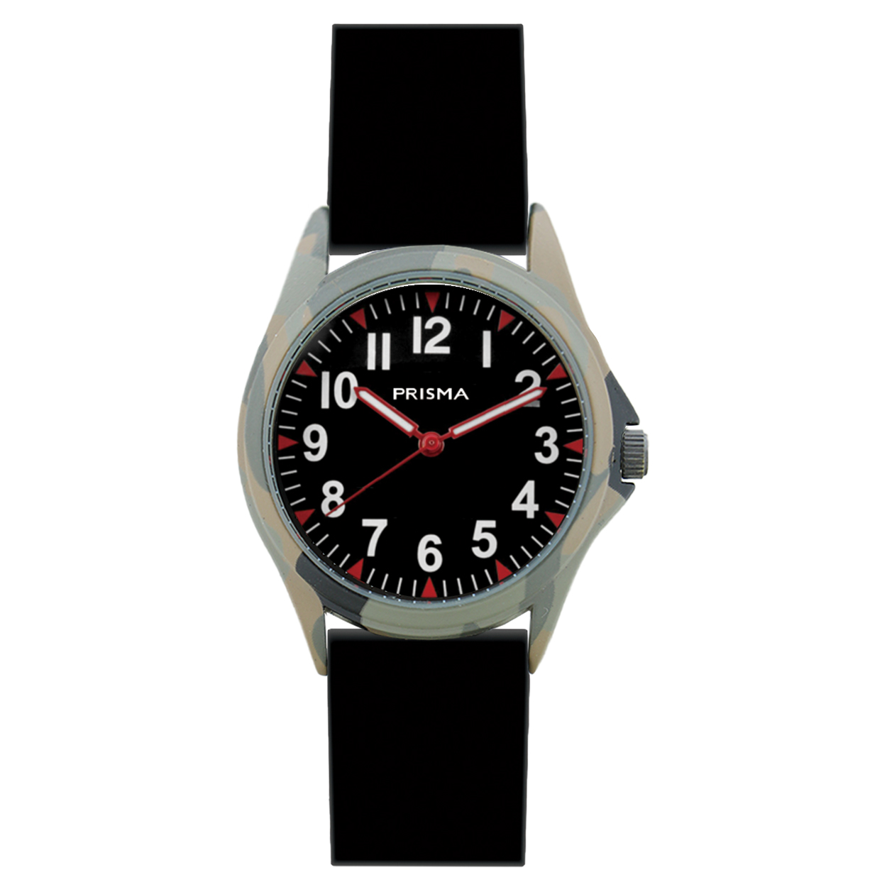 Prisma Coolwatch horloge CW413 jongens kunststof 5 ATM Camouflage

Algemeen
Geslacht: jongens
Model: CW413

Voordelen
- band plastic/silicone zwart
- wijzerplaat zwart met witte cijfers (arabisch)
- duidelijke tijdsweergave
- spat waterdicht: handenwassen, regen
- quartz
- maat kast 31,6mm (breedte) 8,6mm (dikte)

