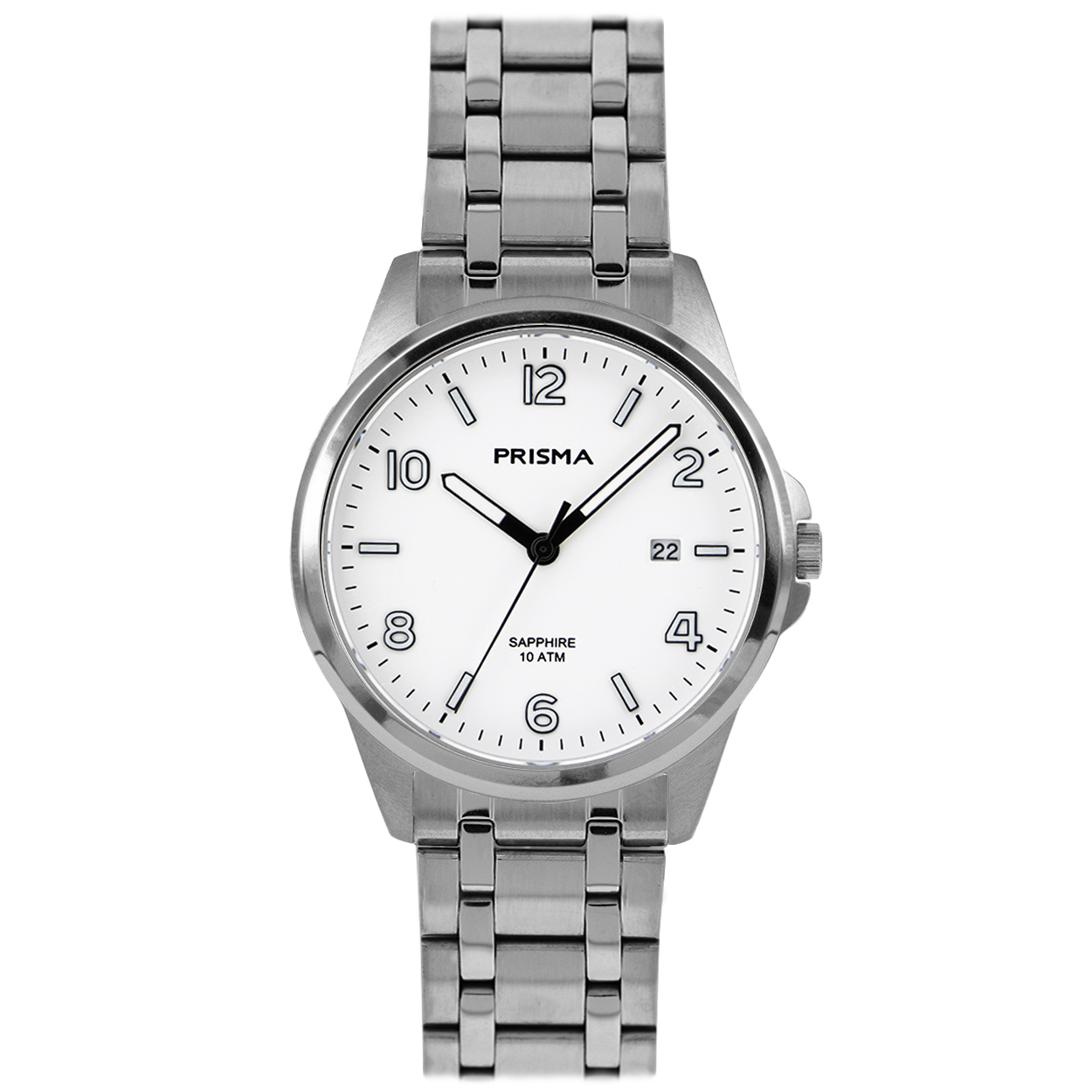 Prisma horloge P1410 heren edelstaal saffierglas 10 ATM zilverkleur met witte wijzerplaat

Algemeen
Geslacht: heren
Model: P.1410

Voordelen
- band edelstaal zilverkleurig
- wijzerplaat wit met cijfers zwartkleurig
- glas is zeer krasvast- compacte sluiting met extra draagcomfort
- waterdicht 10 meter
- quartz
- maat kast 38 mm (breedte) 8,3 mm (dikte)

