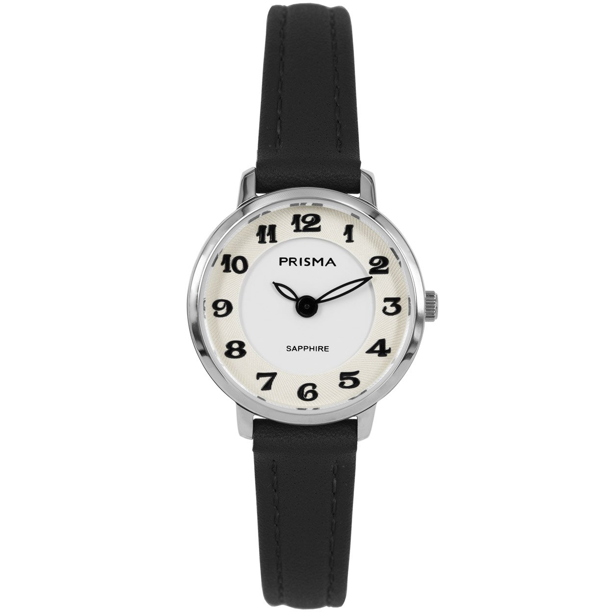 Prisma horloge P1845 dames edelstaal saffierglas 5 ATM 

Algemeen
Geslacht: dames
Model: P.1845
EAN: 8716667169302

Voordelen
- band echt leer zwart
- wijzerplaat wit met zwarte cijfers (arabisch)
- glas is zeer krasvast
- wijzers lichtenop in donker
- duidelijke tijdsweergave
- spat waterdicht: handenwassen, regen
- quartz
- maat kast 23,07mm (breedte) 6,31mm (dikte)

