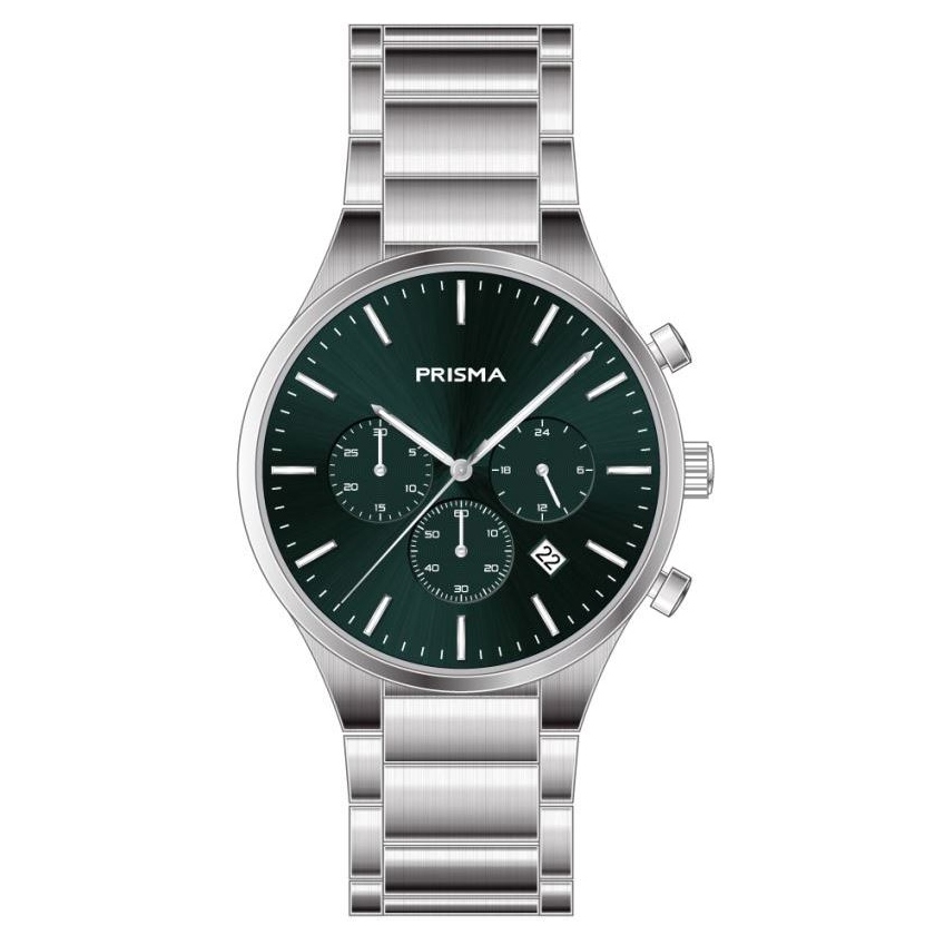 Prisma horloge P2073 heren chronograaf titanium saffierglas 10 ATM 

Algemeen
Geslacht: heren
Model: P2073

Voordelen
- band titanium zilver
- chronograaf/stopwatch
- wijzerplaat groen met witte streepjes
- geschikt voor mensen met een allergie
- draagcomfort door licht gewicht
- boven gem. waterdicht: zwemmen/duiken
- glas is zeer krasvast
- quartz
- maat kast 40mm (breedte) ruim 10mm (dikte)

