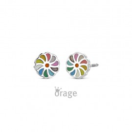 Oorringen zilver multicolor