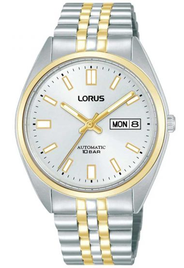 Lorus mens automatic, bicolor bracelet, white dial
