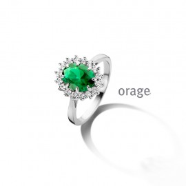 Ring met groene steen en zirconia in zilver van het merk Orage 